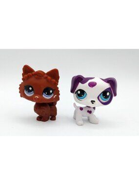 DALMATIAN DOG #128 & Pomeranian #60 Authentic Littlest Pet Shop Hasbro LPS